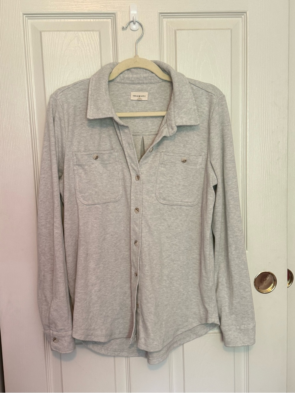 Thread & Supply Heather Gray Button-Front Knit Shirt